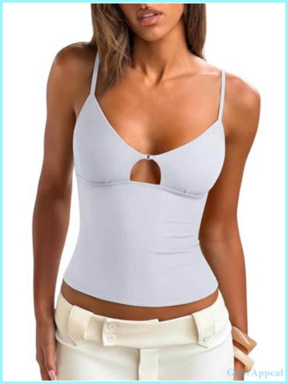 Cut Out Spaghetti Strap Tank Top Double Lined V Neck Camisole Y2K Going Out Top